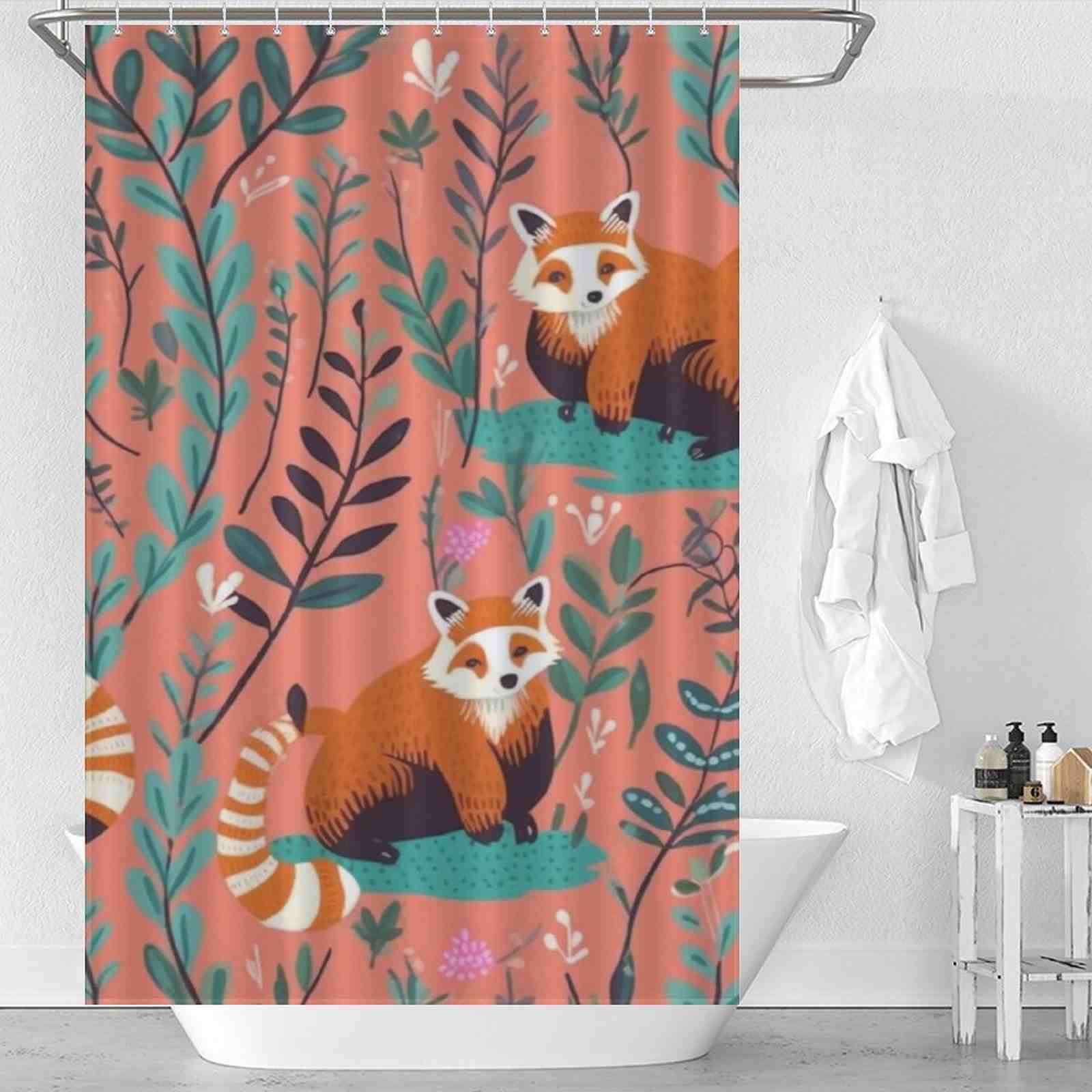 Transform your apartment bathroom with this adorable red panda shower curtain.