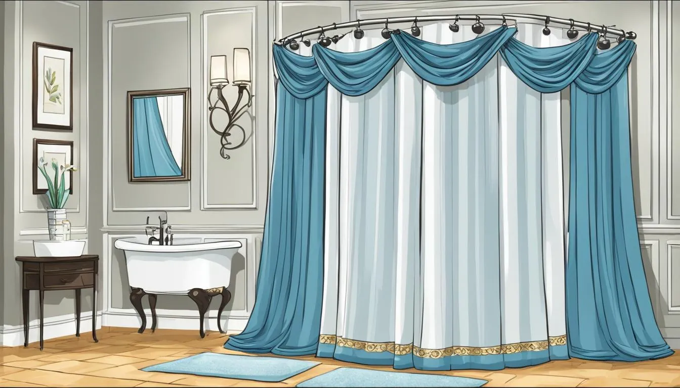 Can You Use a Curtain as a Shower Curtain?A blue and white bathroom with a shower curtain.