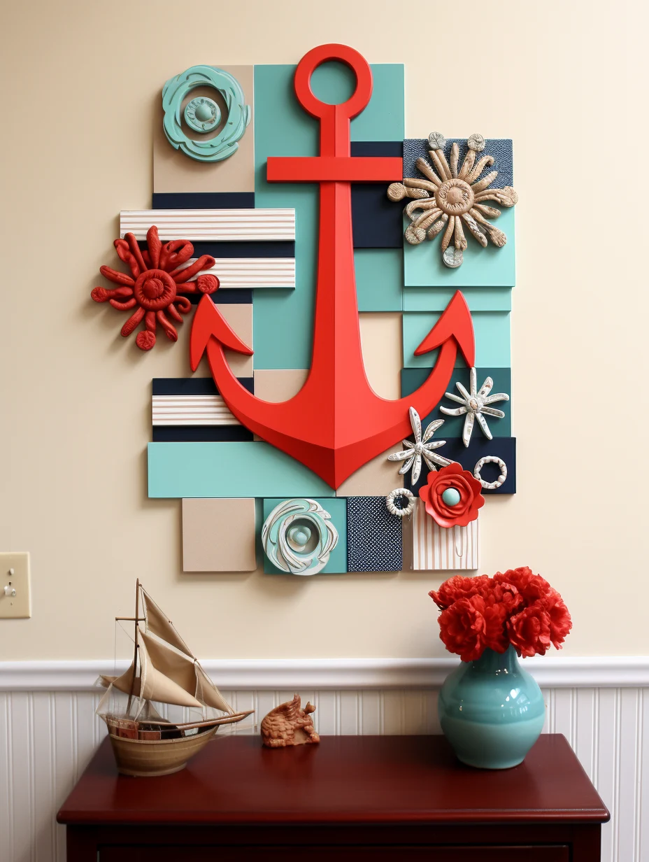 A DIY nautical anchor wall art.