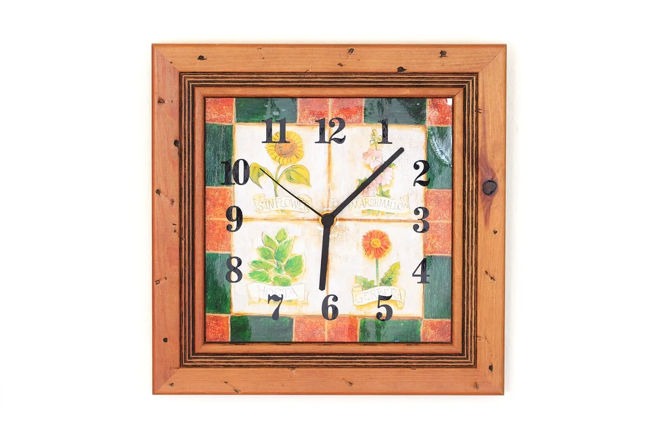 A DIY wall clock with a cute painting.
