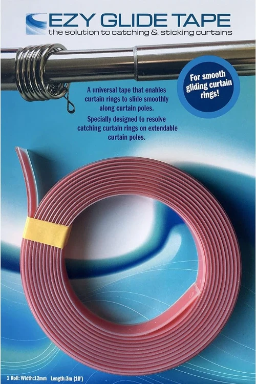A EZY glide tape for making shower curtain hooks slide easier.