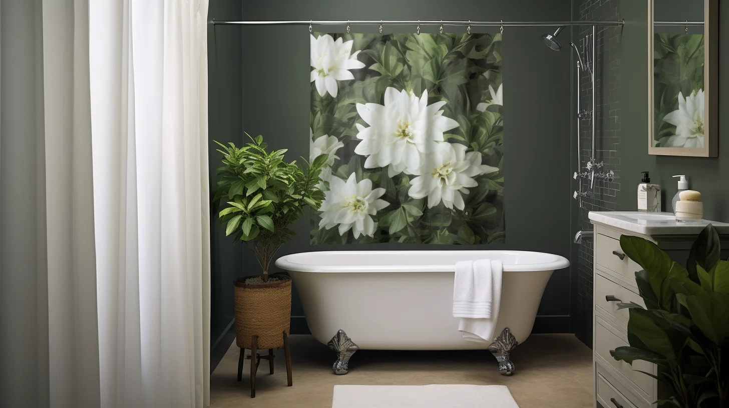 Can You Use a Shower Curtain Without a Liner? A bathroom with white flowers on the wall.